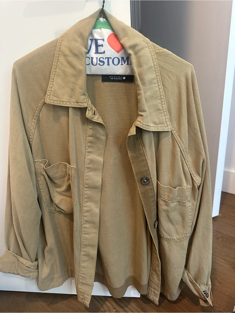 Zara Khaki Utility Shirt Jacket